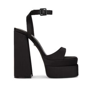 Raye 'Casia' Black Open Square Toe Ankle Strap Platform Size 8.5